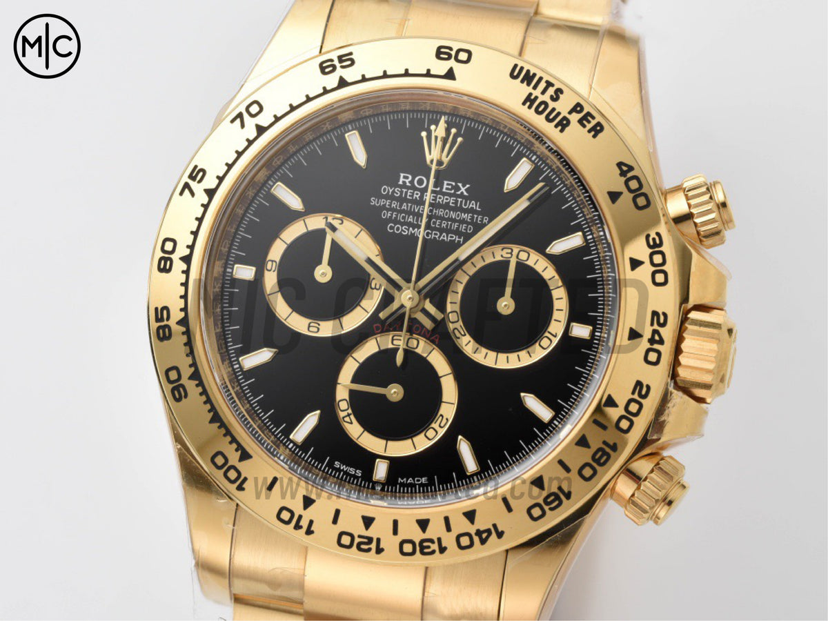 Daytona 126508 黑色錶盤配 YG 黃金錶帶 – 高級版