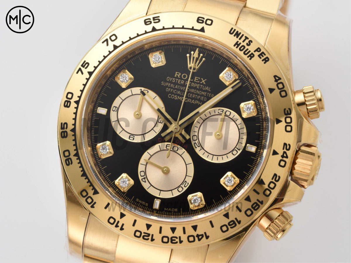 Daytona 126508 Black/YG Diamonds Dial on YG Bracelet – Premium Edition