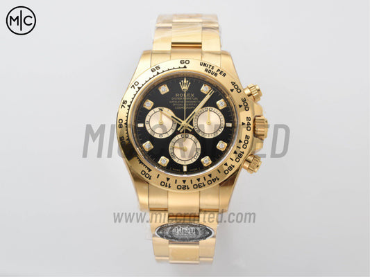 Daytona 126508 Black/YG Diamonds Dial on YG Bracelet – Premium Edition
