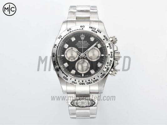 Daytona 126509 Black/Silver Diamonds Dial on SS Bracelet – Premium Edition