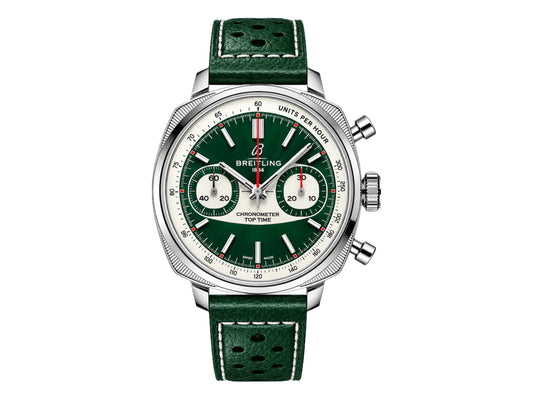 Top Time B01 38mm Racing Green/White Dial on Green Leather Strap – Premium Edition