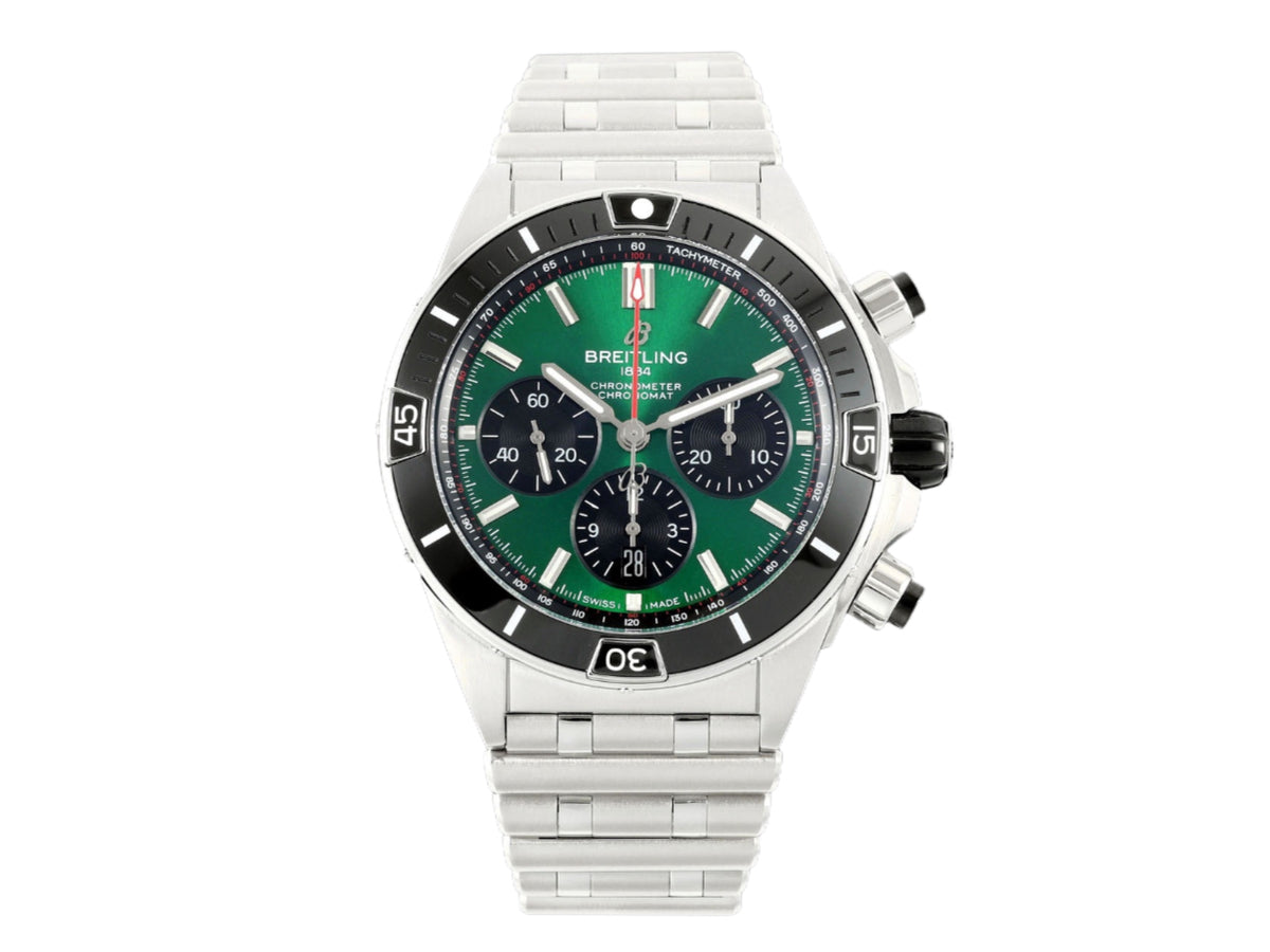 Super Chronomat B01 44mm SS 綠色錶盤配 SS 錶鏈 - 尊享版