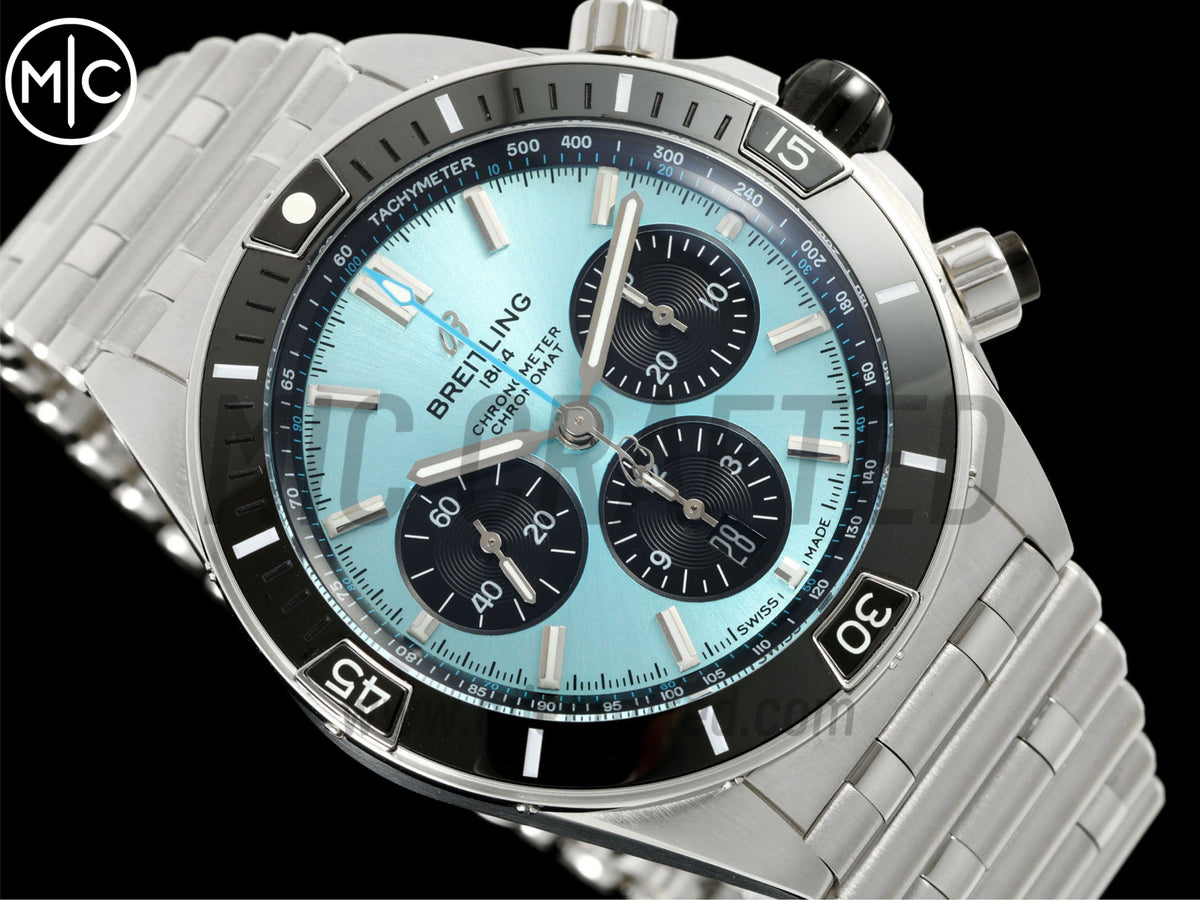 Super Chronomat B01 44mm SS Ice Blue Dial on SS Bracelet – Premium Edition