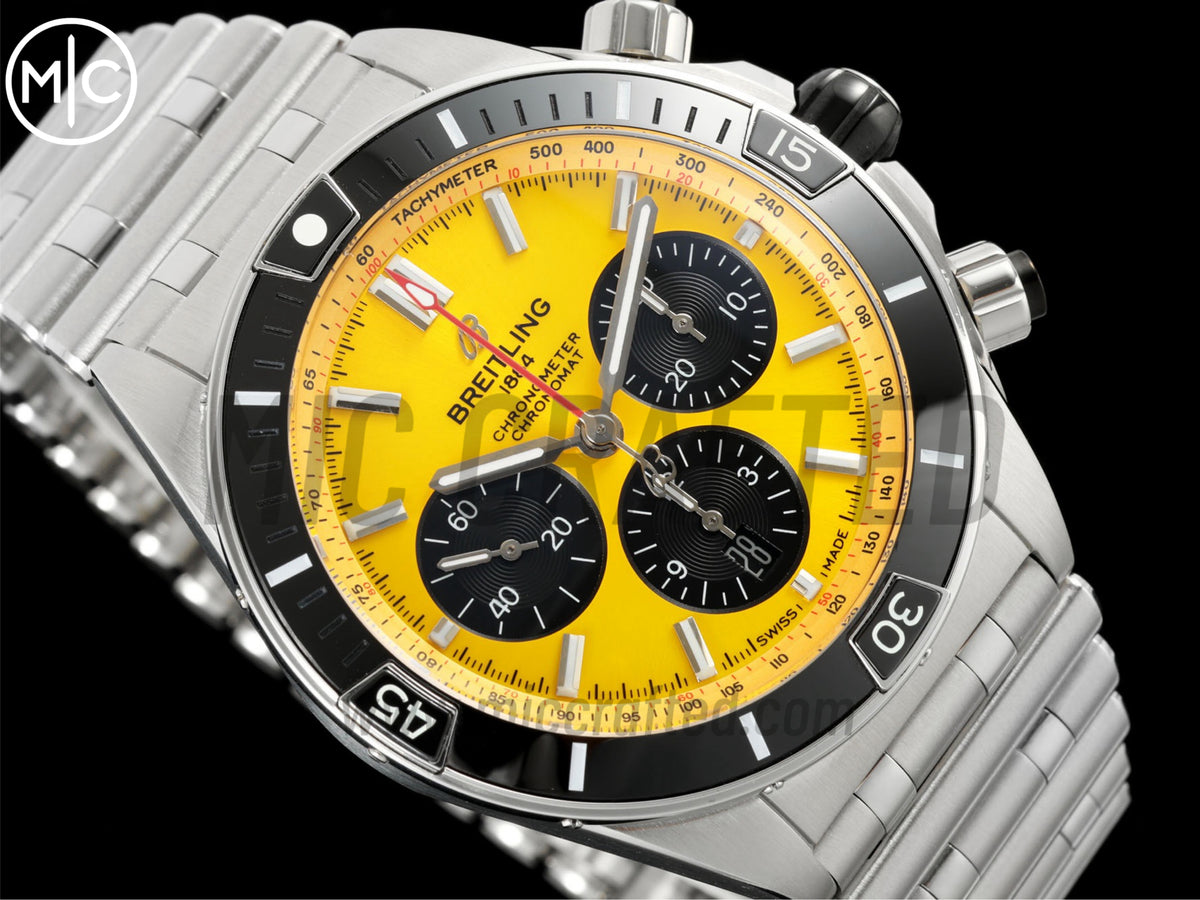 Super Chronomat B01 44mm SS 黃色錶盤配 SS 錶鏈 - 尊享版