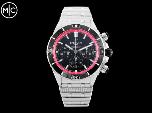 Super Chronomat B01 44mm SS Black/Red Dial on SS Bracelet – Premium Edition