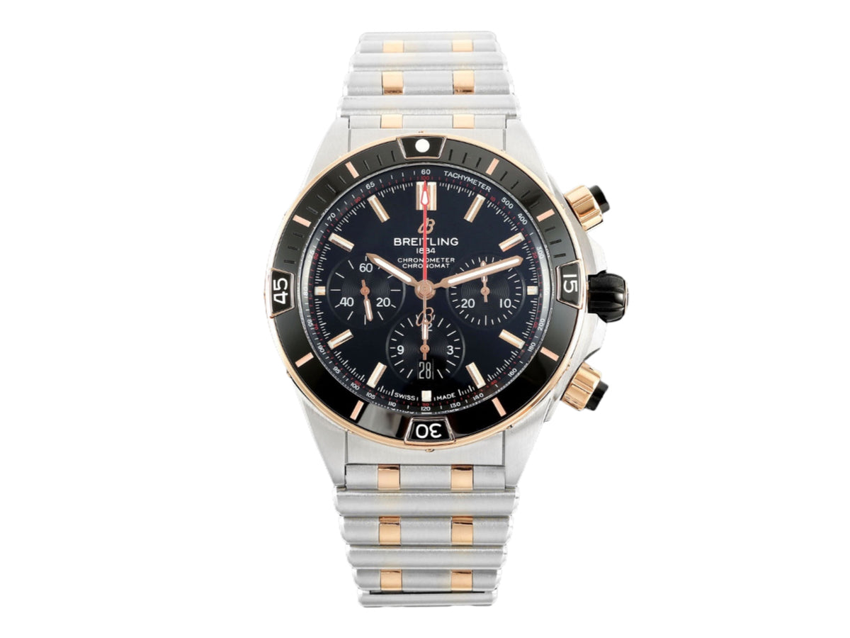 Super Chronomat B01 44mm SS/玫瑰金黑色錶盤配 SS/玫瑰金錶鏈 - 尊享版