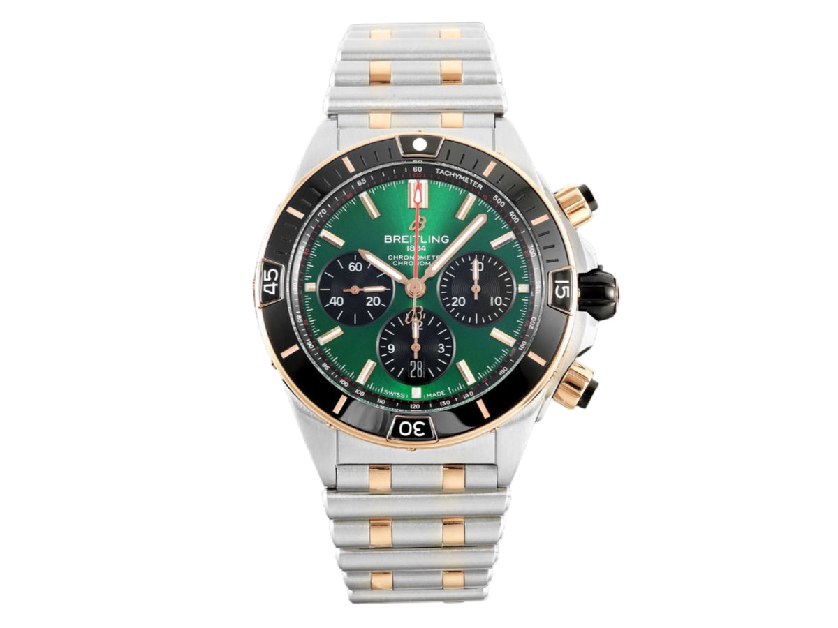 Super Chronomat B01 44mm SS/玫瑰金綠色錶盤配 SS/玫瑰金錶鏈 - 尊享版