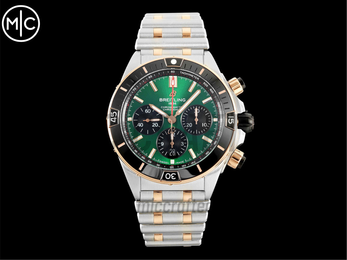 Super Chronomat B01 44mm SS/玫瑰金綠色錶盤配 SS/玫瑰金錶鏈 - 尊享版
