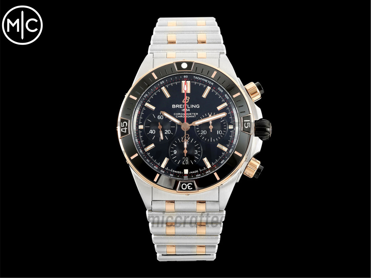 Super Chronomat B01 44mm SS/玫瑰金黑色錶盤配 SS/玫瑰金錶鏈 - 尊享版
