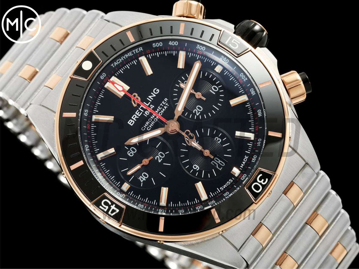 Super Chronomat B01 44mm SS/玫瑰金黑色錶盤配 SS/玫瑰金錶鏈 - 尊享版