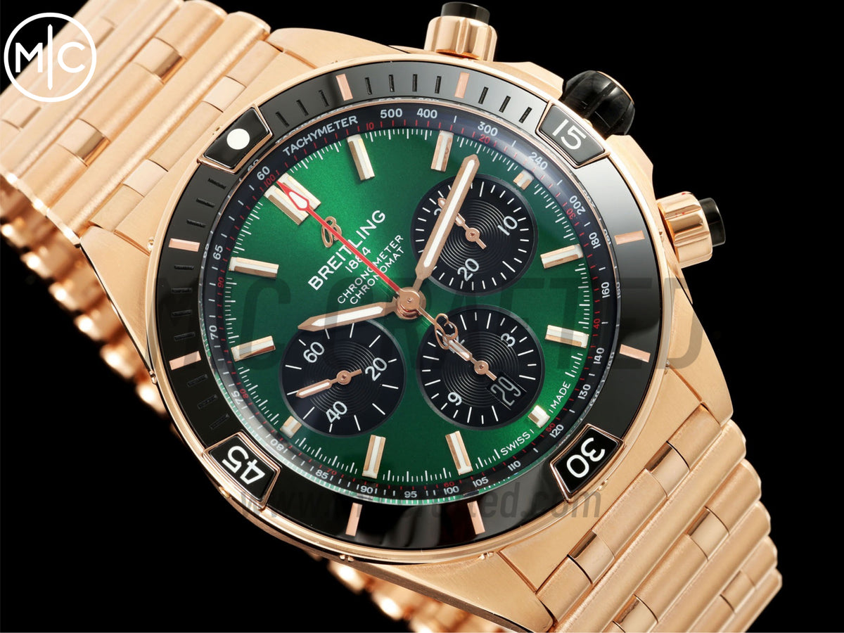 Super Chronomat B01 44mm RG 綠色錶盤配 RG 錶鏈 - 尊貴版