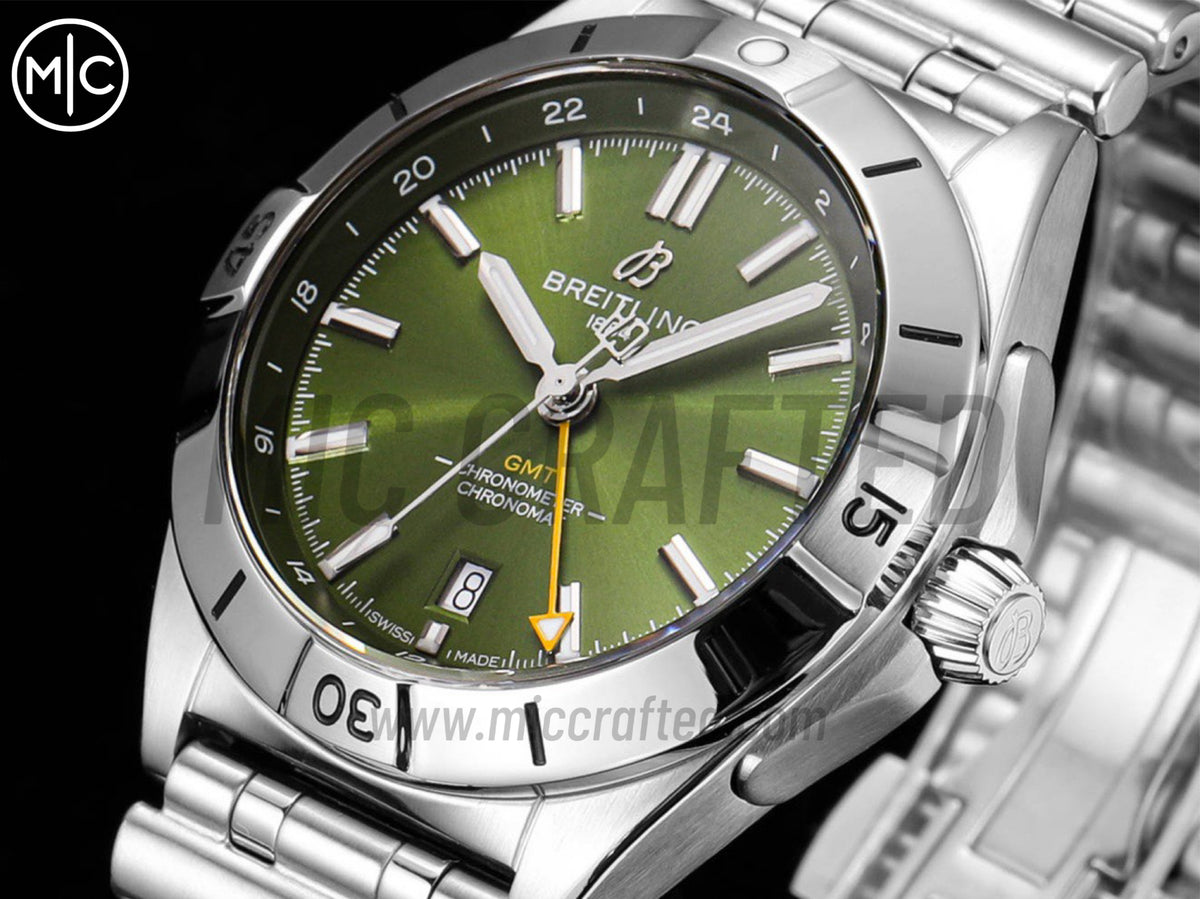 Chronomat GMT 40mm SS Green Dial on SS Bracelet – Premium Edition