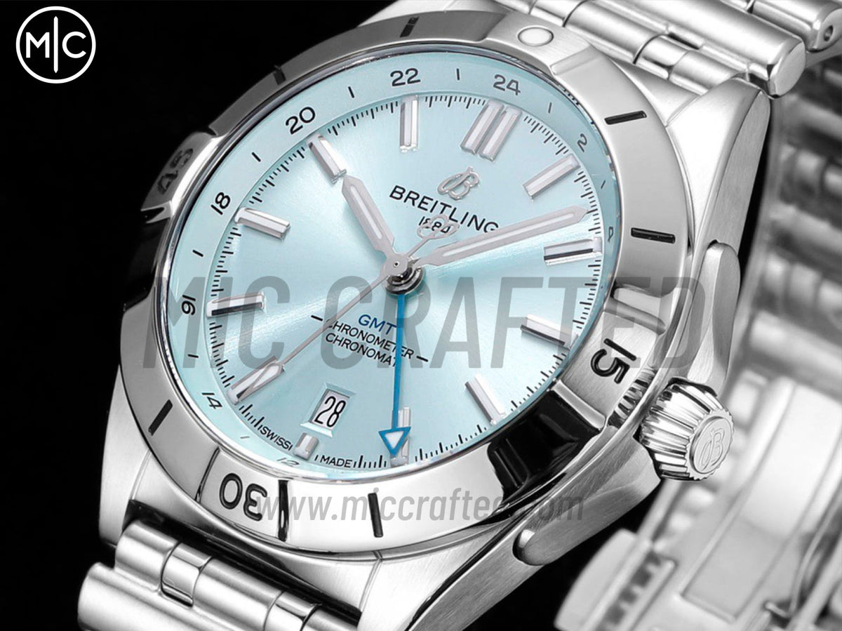 Chronomat GMT 40mm SS 冰藍色錶盤配 SS 錶鏈 - 尊貴版