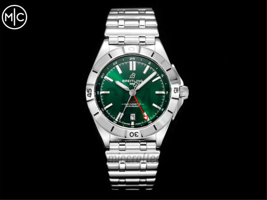 Chronomat GMT 40mm SS Deep Green Dial on SS Bracelet – Premium Edition