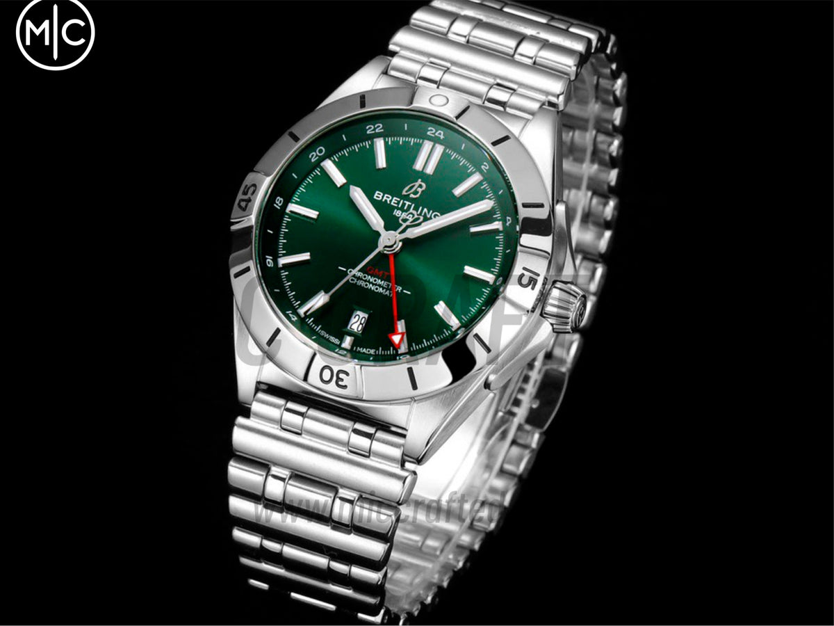Chronomat GMT 40mm SS 深綠色錶盤配 SS 錶鏈 - 尊貴版