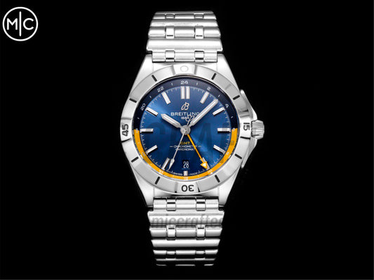 Chronomat GMT 40mm SS Deep Blue/Yellow Dial on SS Bracelet – Premium Edition