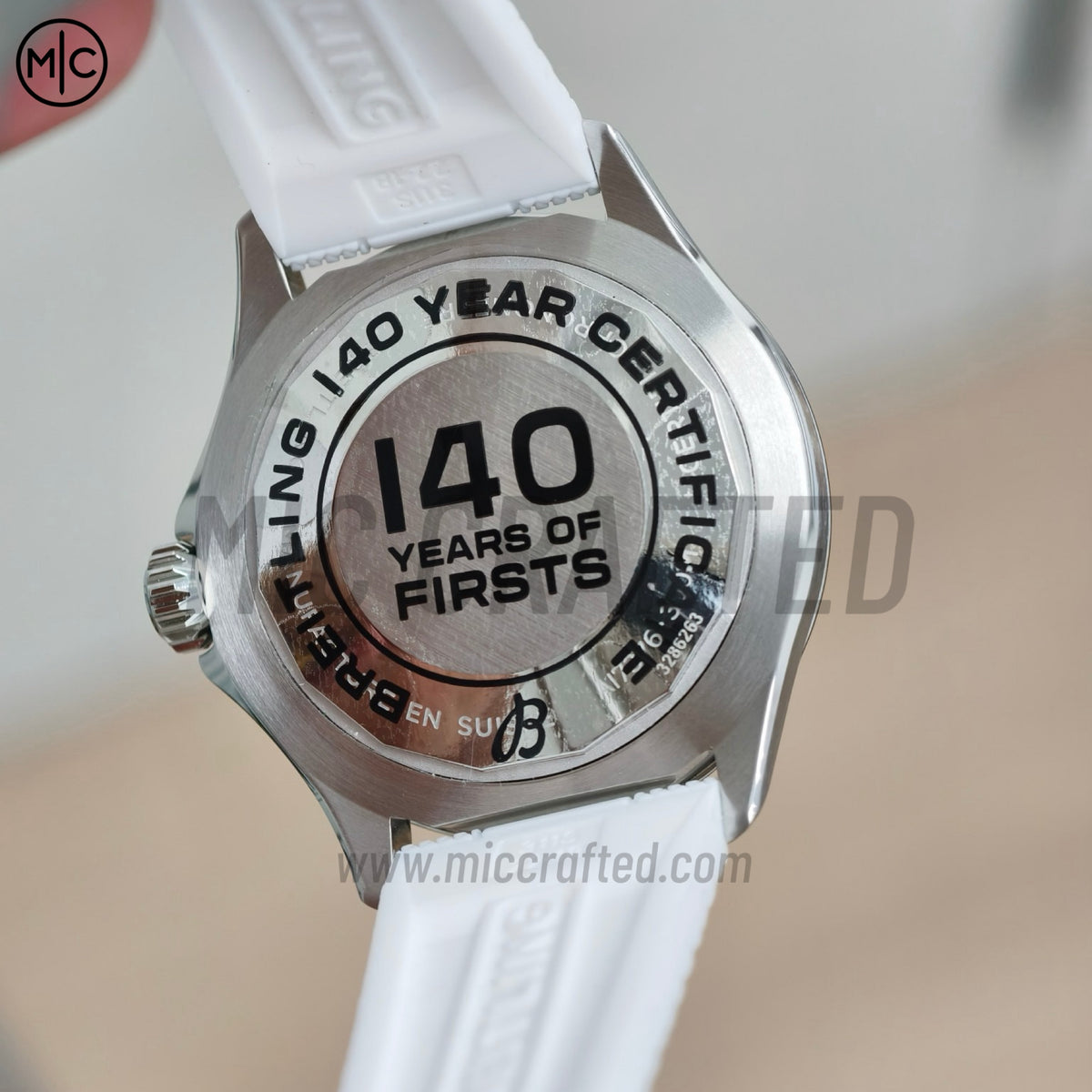 SuperOcean Automatic 42mm SS White Rainbow Dial on White Rubber Strap – Premium Edition