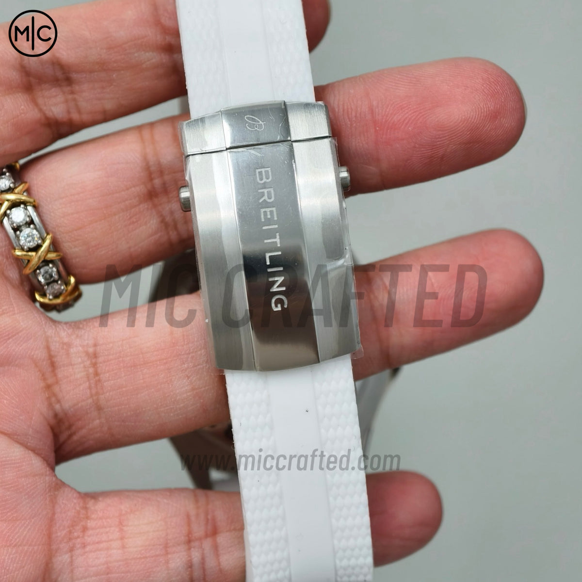 SuperOcean Automatic 42mm SS White Rainbow Dial on White Rubber Strap – Premium Edition