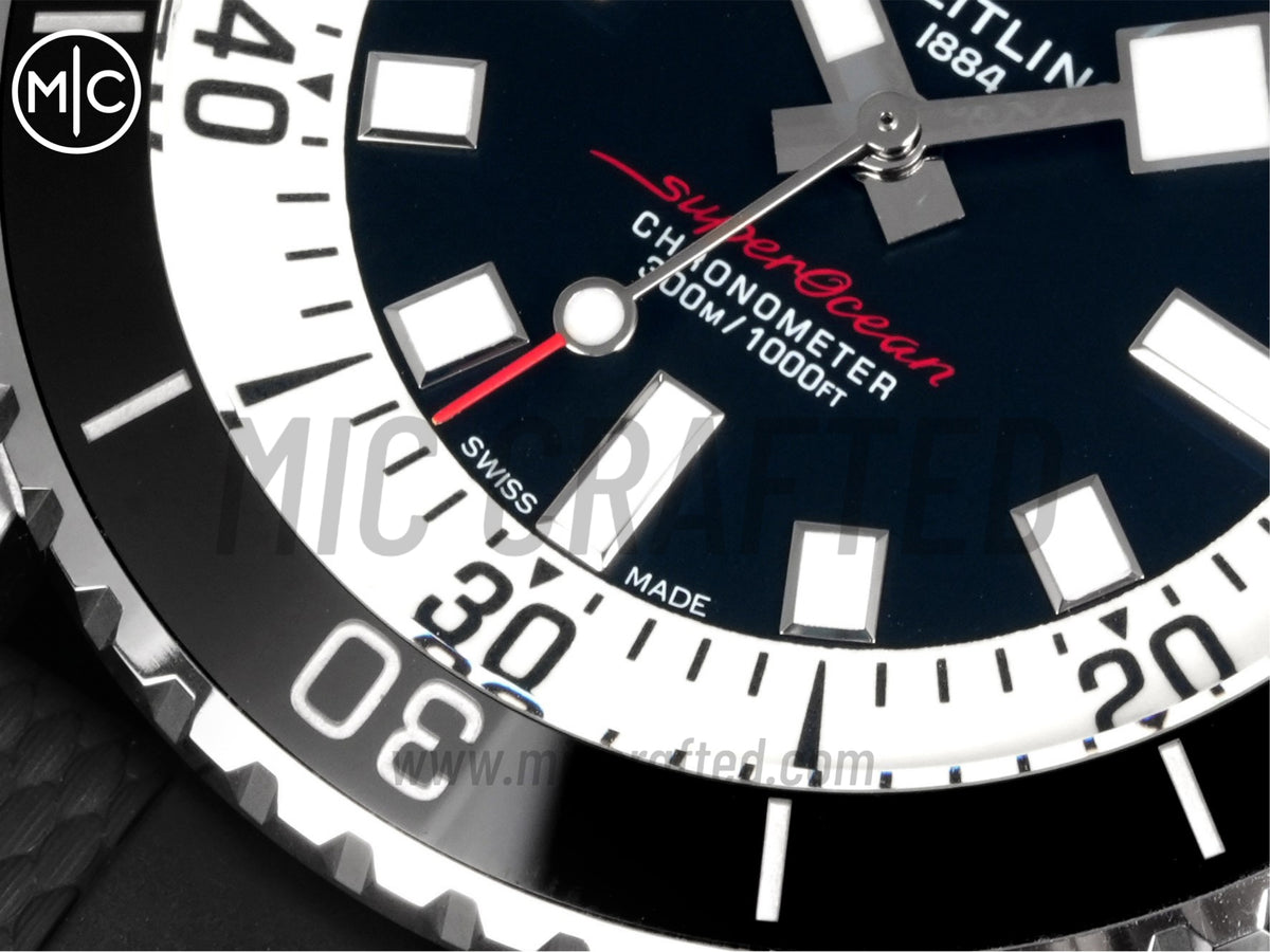 Superocean 46mm SS 黑色錶盤配黑色橡膠錶帶 - 尊貴版
