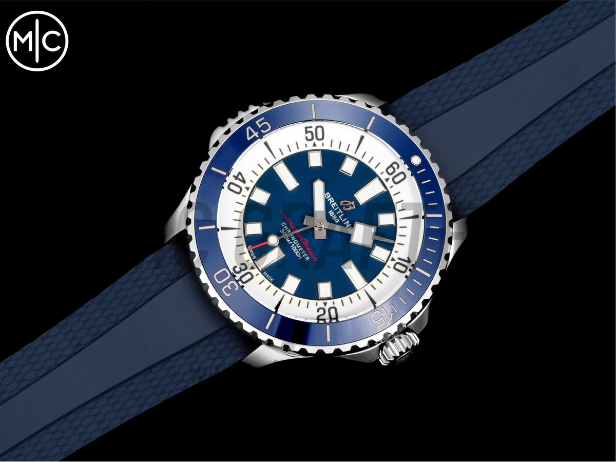 Superocean 46mm SS 藍白色錶盤配藍色橡膠錶帶 - 尊貴版
