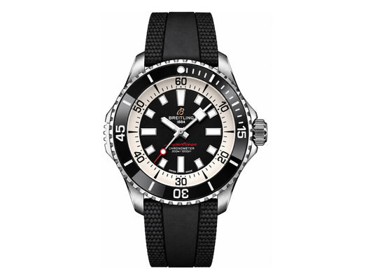 Superocean 46mm SS Black Dial on Black Rubber Strap – Premium Edition