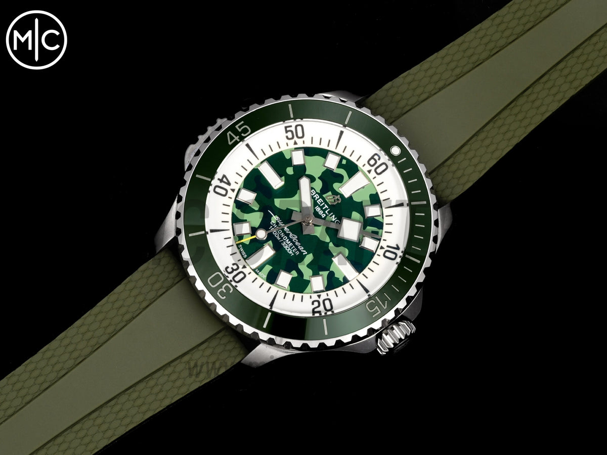 Superocean 46mm SS 綠色迷彩錶盤配綠色橡膠錶帶 - 尊貴版