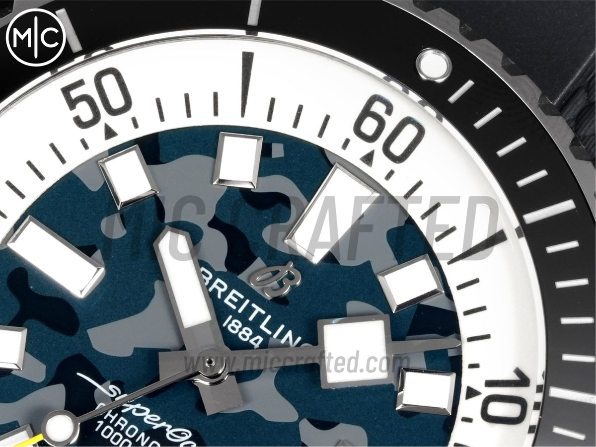Superocean 46mm SS 藍色迷彩錶盤配黑色橡膠錶帶 - 尊貴版