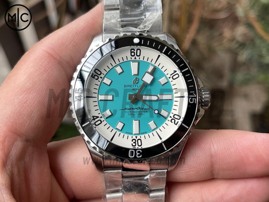 SuperOcean Automatic 44mm SS Black Bezel Blue Dial on SS Bracelet – Premium Edition