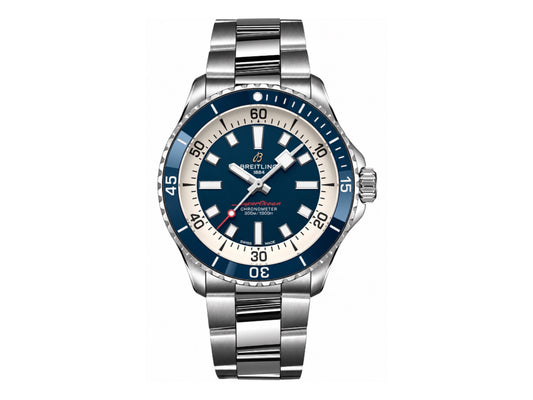 SuperOcean Automatic 44mm SS Blue Bezel Blue Dial on SS Bracelet – Premium Edition