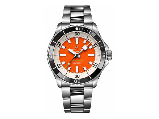 SuperOcean Automatic 44mm SS Black Bezel Orange Dial on SS Bracelet – Premium Edition