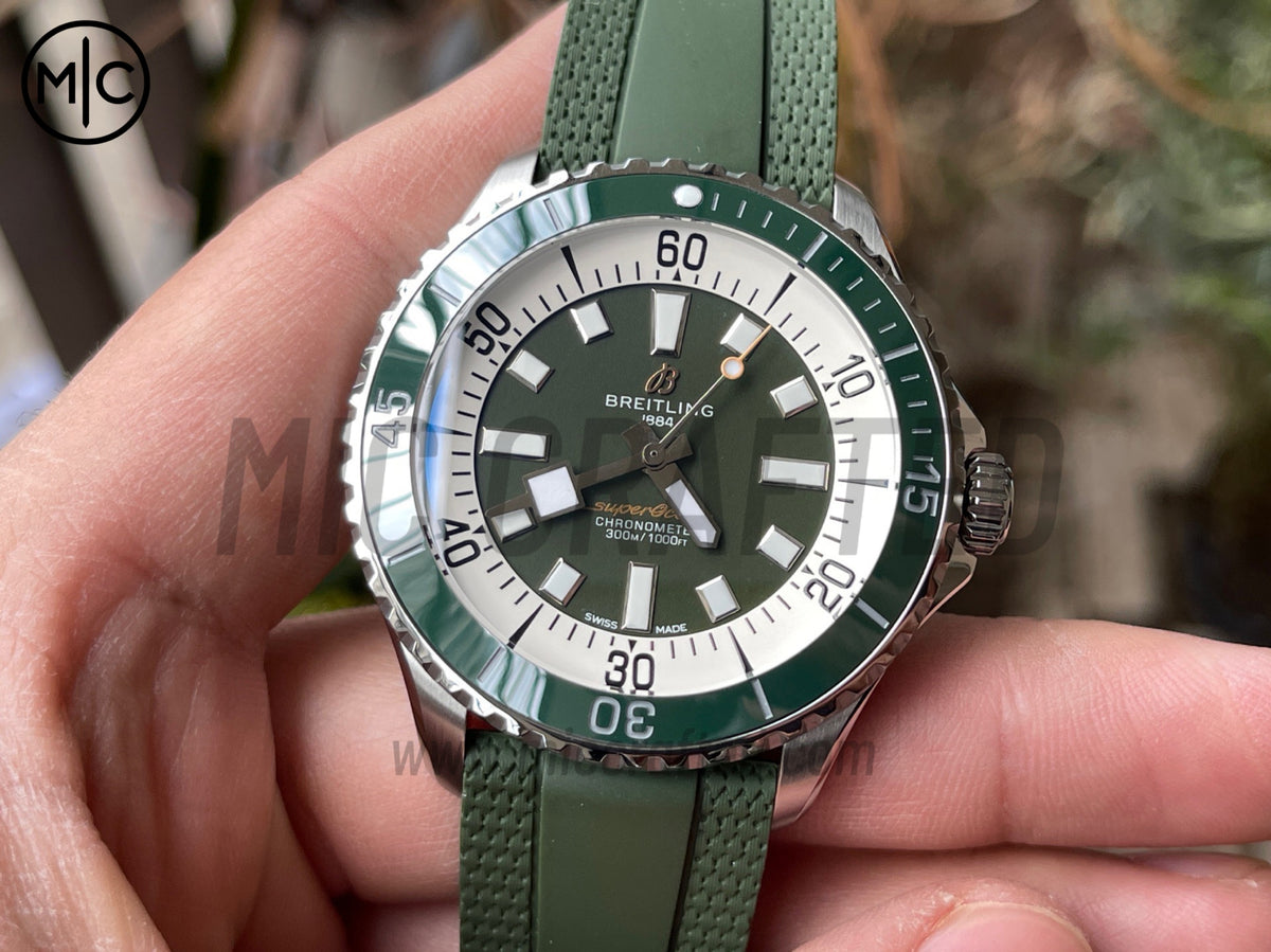 超級海洋系列自動腕錶 44mm 不鏽鋼綠色錶圈綠色錶盤配綠色橡膠錶帶 - 尊貴版