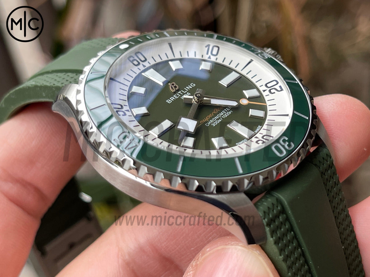 超級海洋系列自動腕錶 44mm 不鏽鋼綠色錶圈綠色錶盤配綠色橡膠錶帶 - 尊貴版