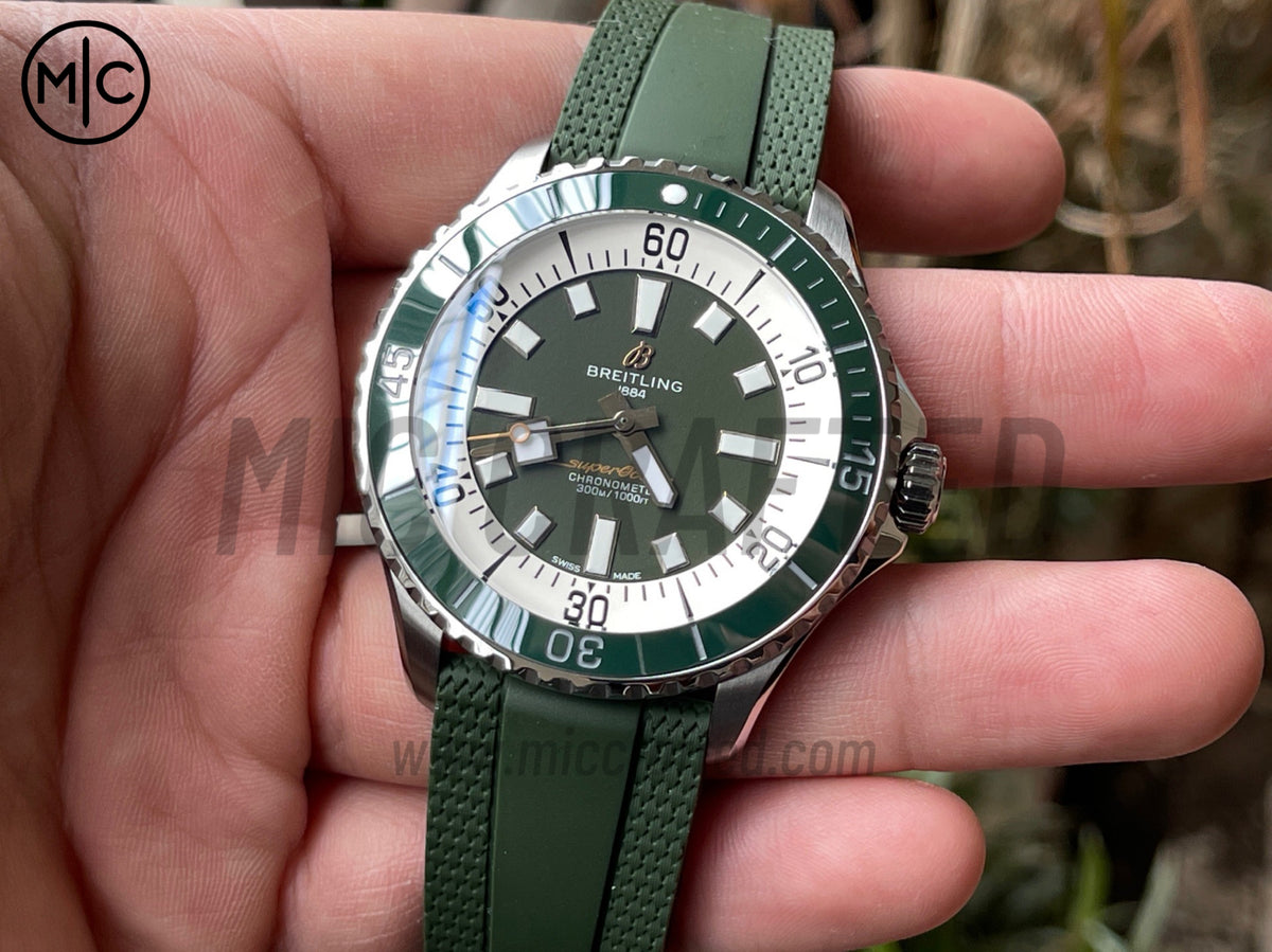 超級海洋系列自動腕錶 44mm 不鏽鋼綠色錶圈綠色錶盤配綠色橡膠錶帶 - 尊貴版
