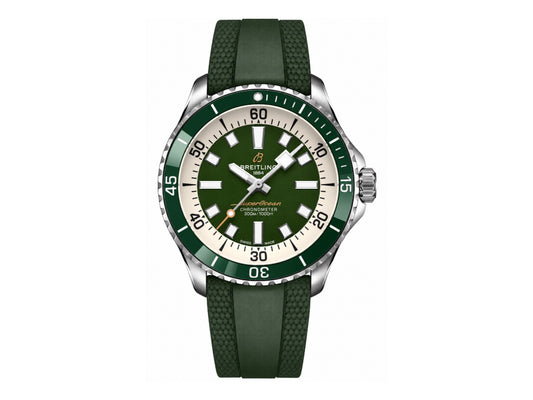 SuperOcean Automatic 44mm SS Green Bezel Green Dial on Green Rubber Strap – Premium Edition