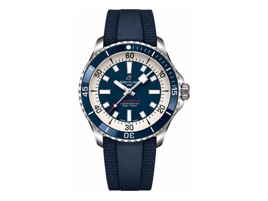SuperOcean Automatic 44mm SS Blue Bezel Blue Dial on Blue Rubber Strap – Premium Edition