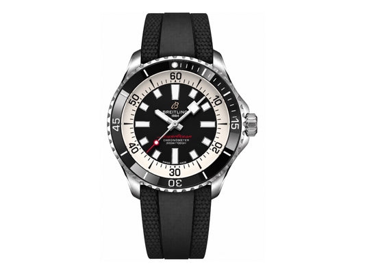 SuperOcean Automatic 44mm SS Black Bezel Black Dial on Black Rubber Strap – Premium Edition