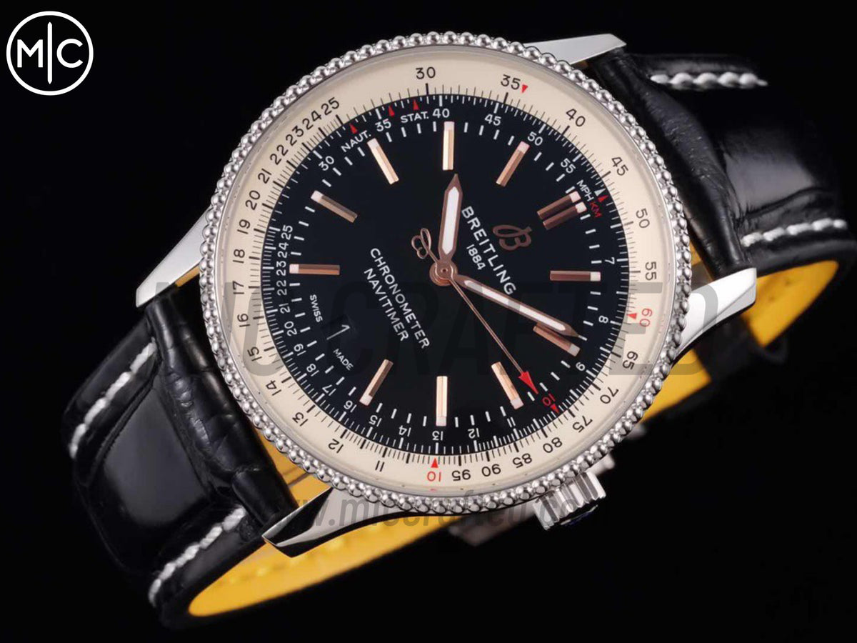 Navitimer 41mm Date SS 黑色錶盤配黑色皮革錶帶 – Premium Edition