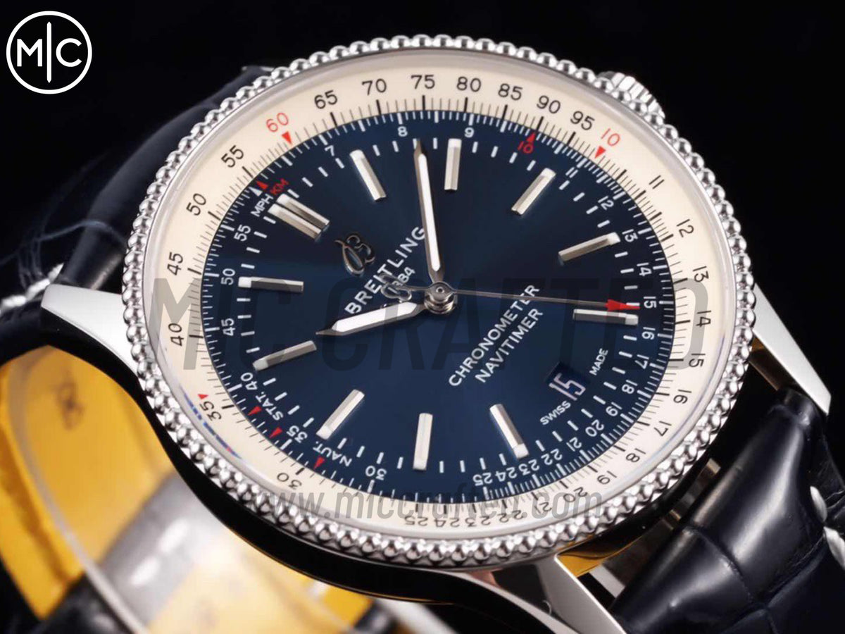 Navitimer 41mm Date SS 藍色錶盤配藍色皮革錶帶 – Premium Edition