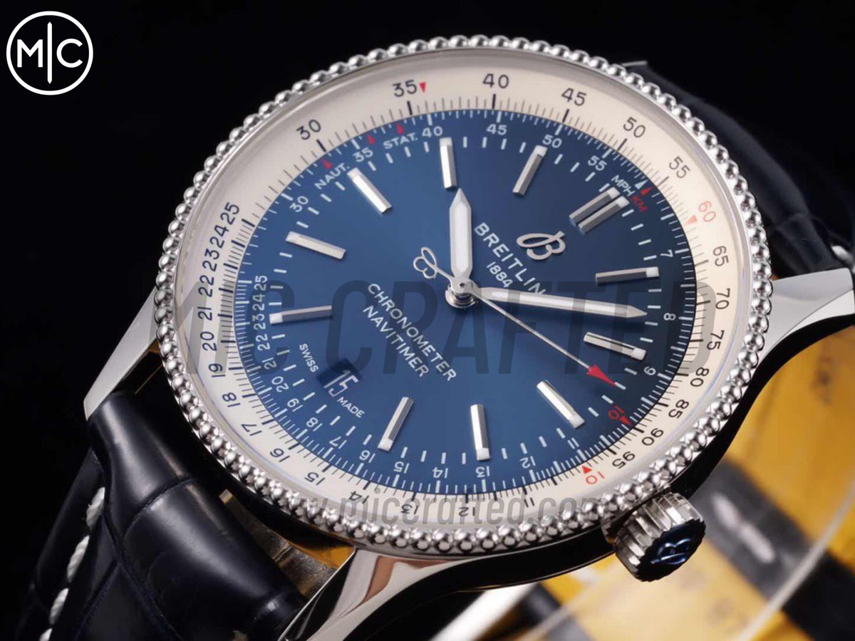 Navitimer 41mm Date SS 藍色錶盤配藍色皮革錶帶 – Premium Edition