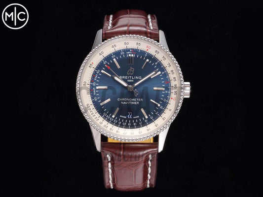 Navitimer 41mm Date SS Blue Dial on Brown Leather Strap – Premium Edition
