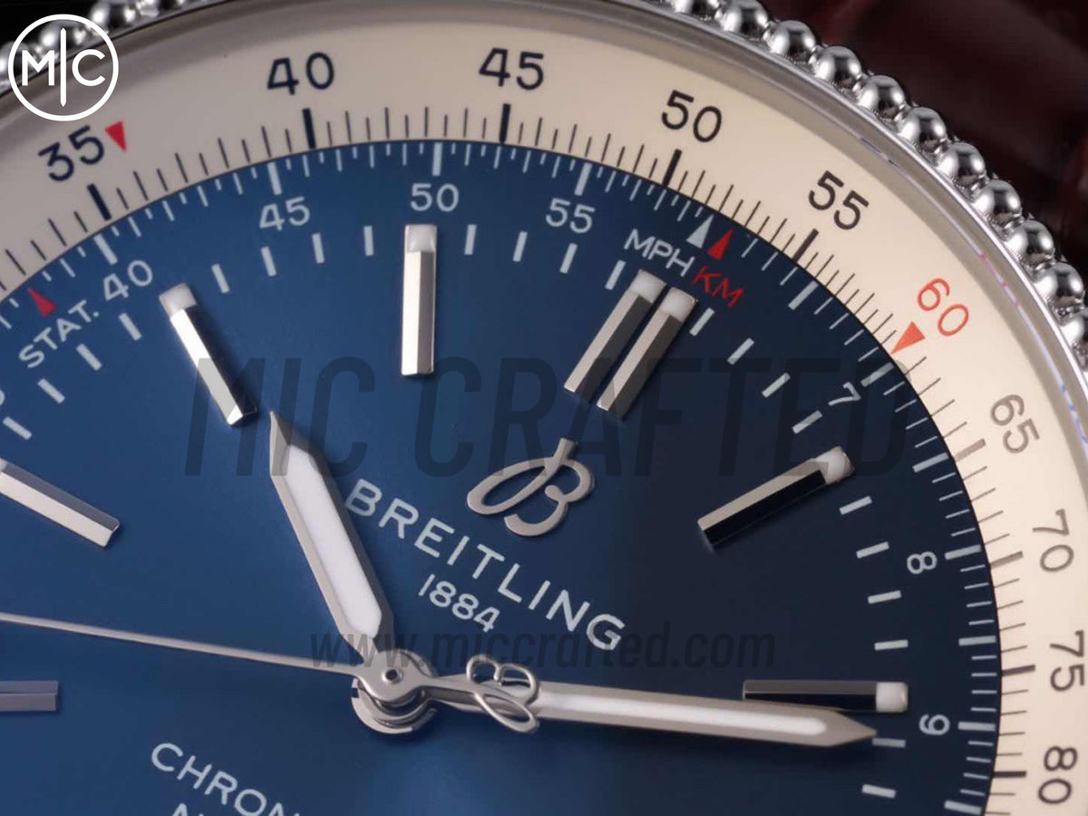 Navitimer 41mm Date SS 藍色錶盤配棕色皮革錶帶 – Premium Edition