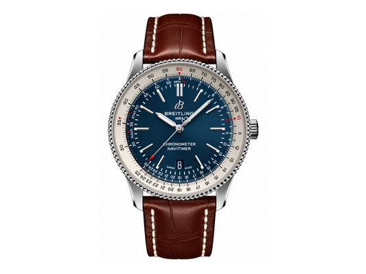 Navitimer 41mm Date SS Blue Dial on Brown Leather Strap – Premium Edition