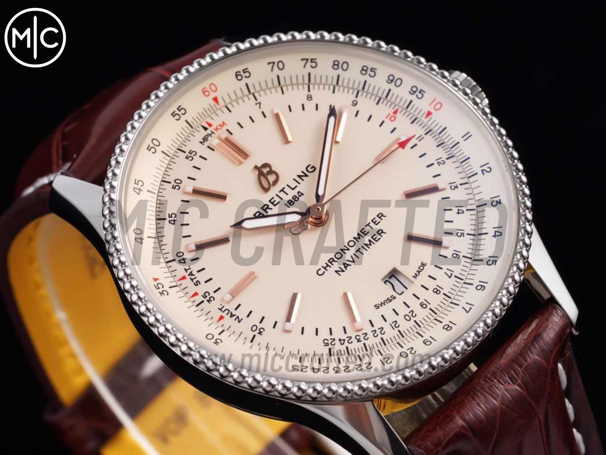 Navitimer 41mm Date SS 奶油色錶盤配棕色皮革錶帶 – Premium Edition